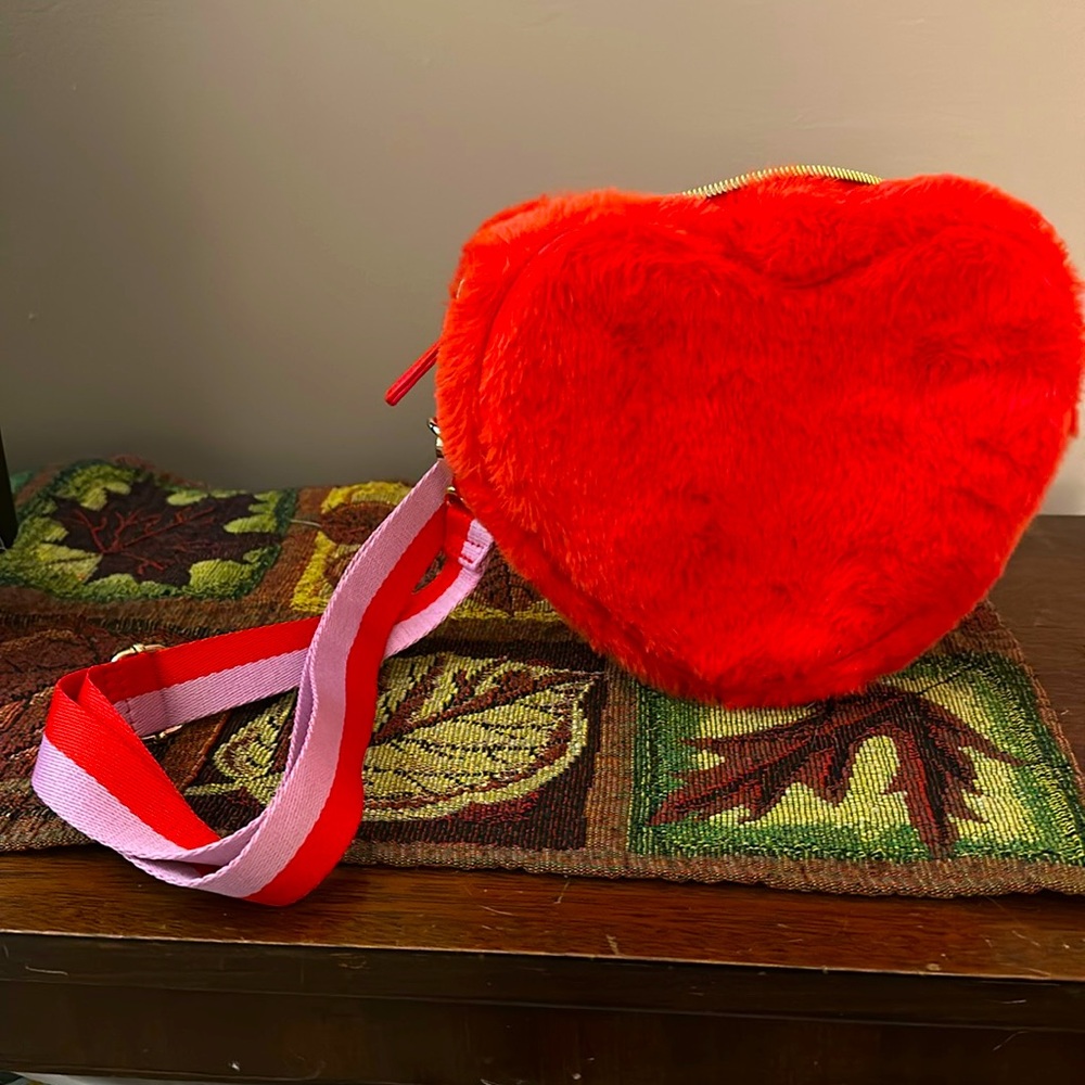 Bath and Body work heart shaped fuzzy crossbody